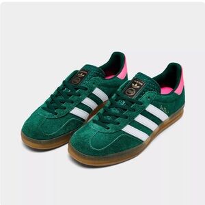 adidas gazelle indoor collegiate green lucid pink (women’s)
